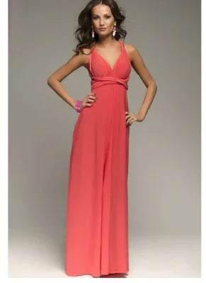 Woman wearing coral pink sleeveless jumpsuit, chic stylish fashion for women