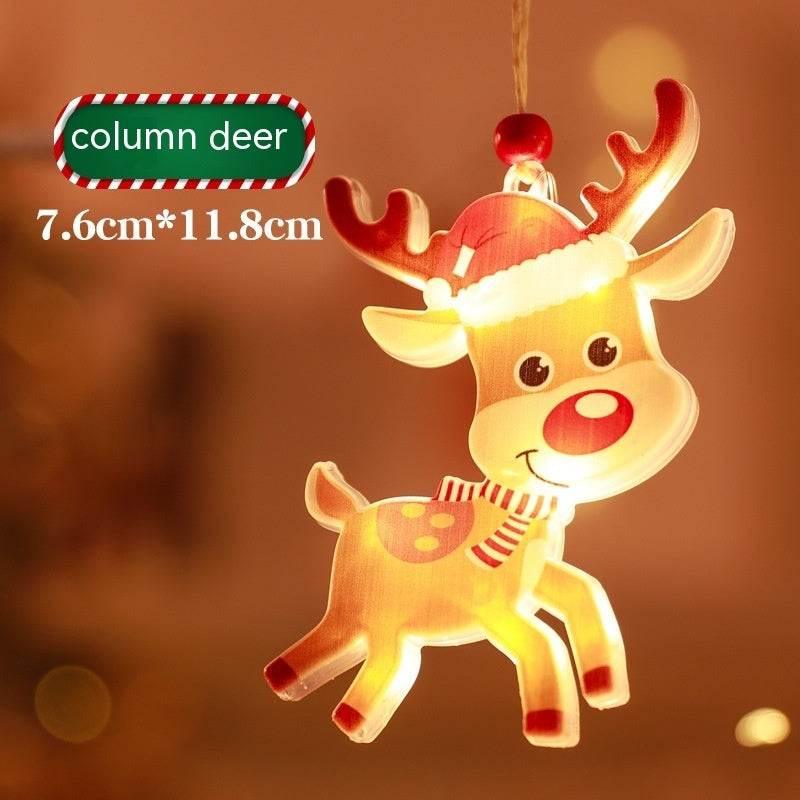 Cute reindeer Christmas ornament with Santa hat and scarf, hanging holiday decoration