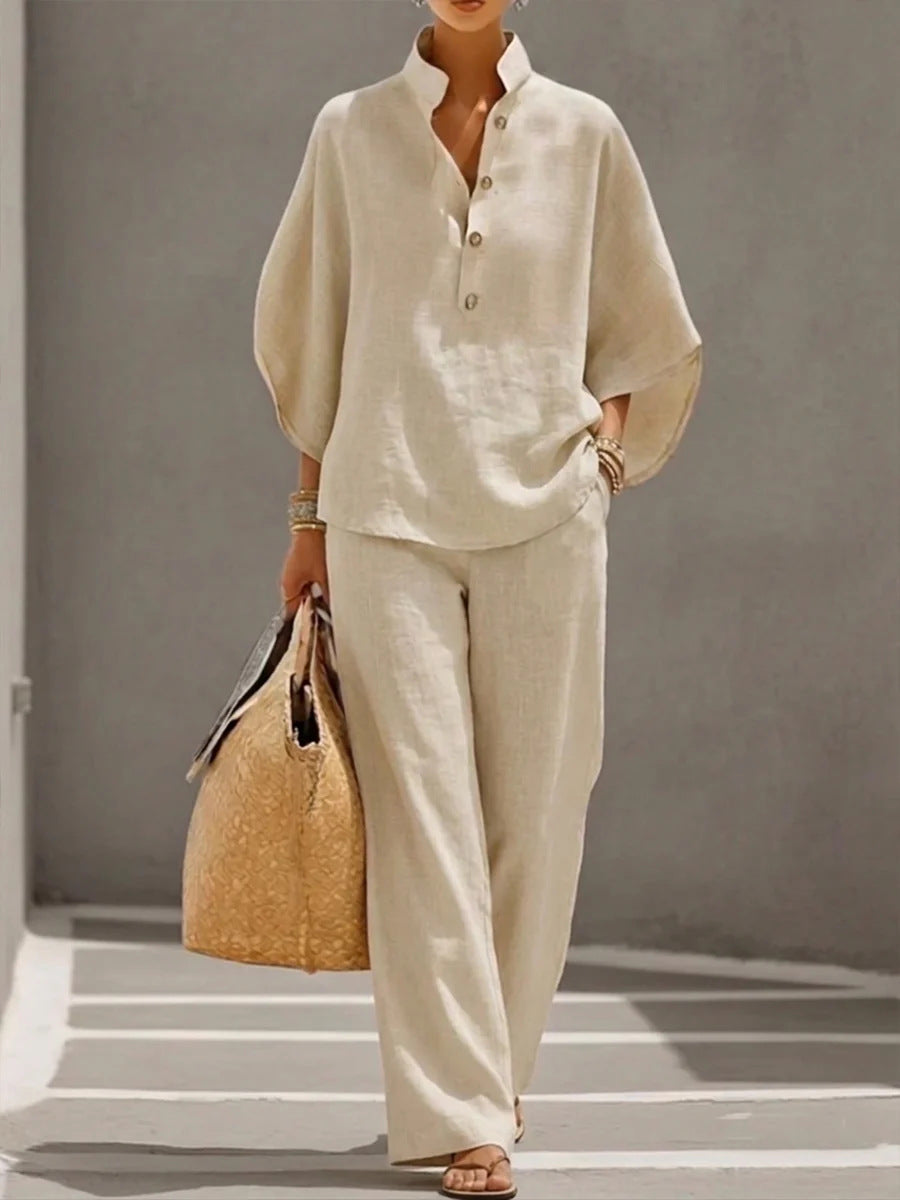 Pullover Top Straight Leg Suit | Women Outfit