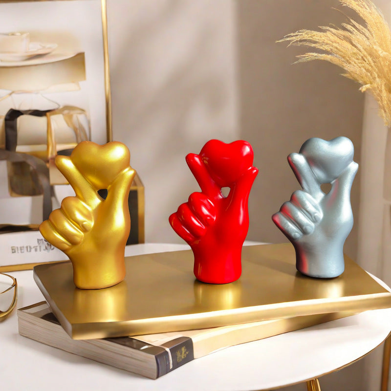 Decorative Resin Love Gesture Ornament | Valentine’s Day Décor