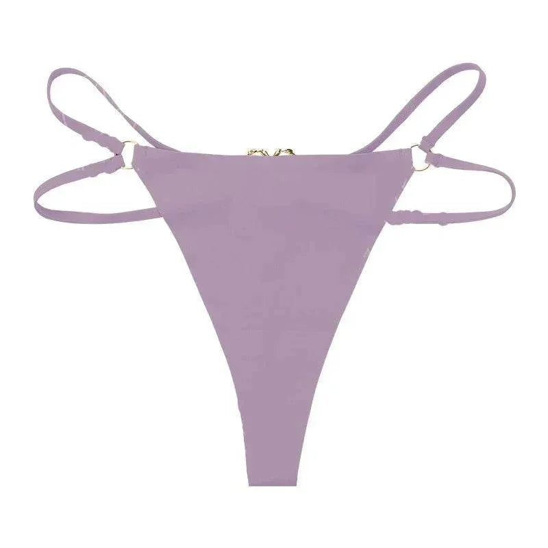 Lilac thong bikini bottom with double side straps, minimalist women's swimwear