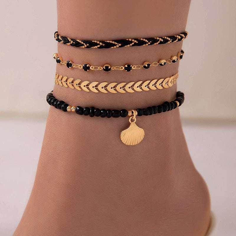 Bohemian 4pcs Woven Rope Anklet Set Unisex - ZA-Zola