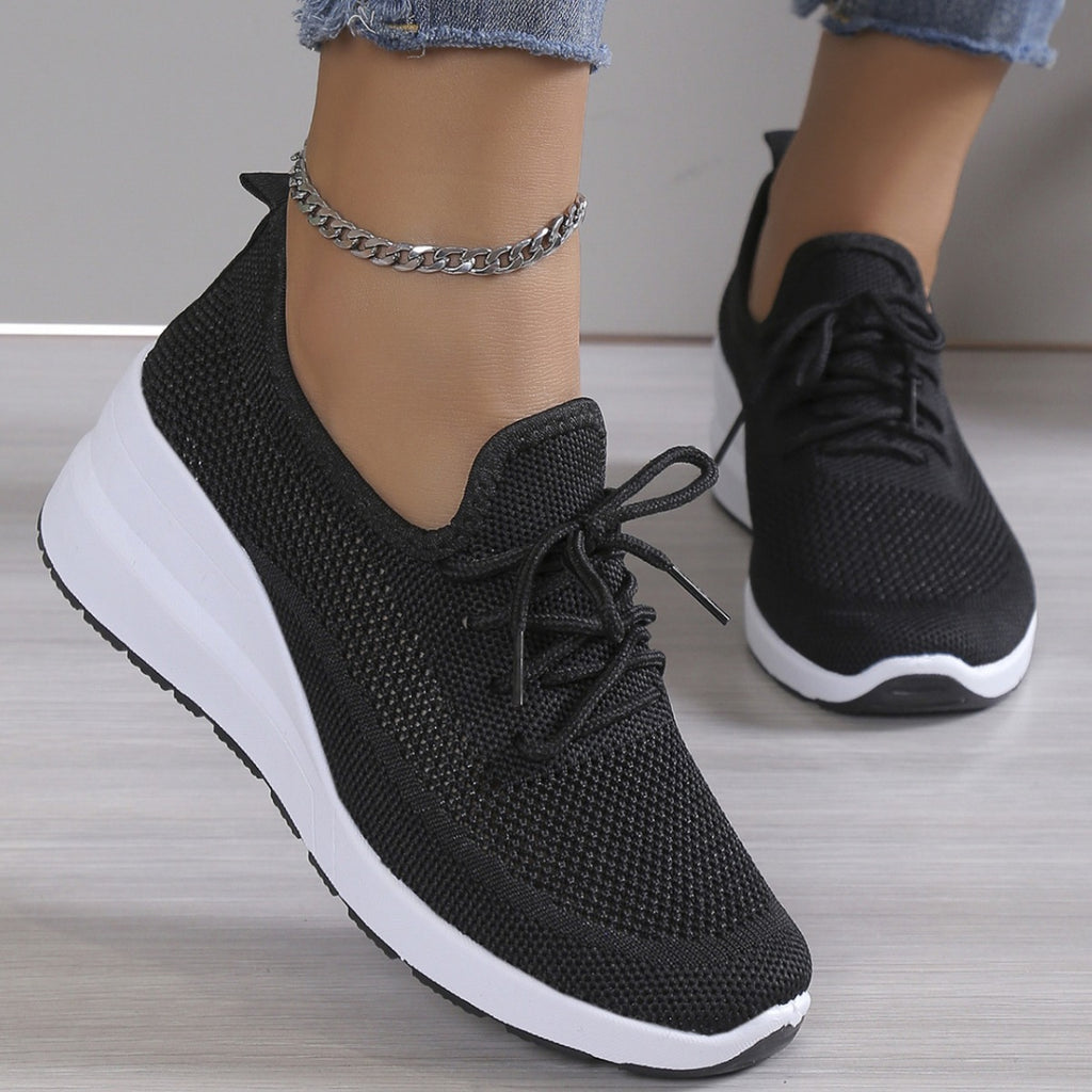 Women’s Casual Mesh Sneakers Wedge Comfort Lace Up Shoes