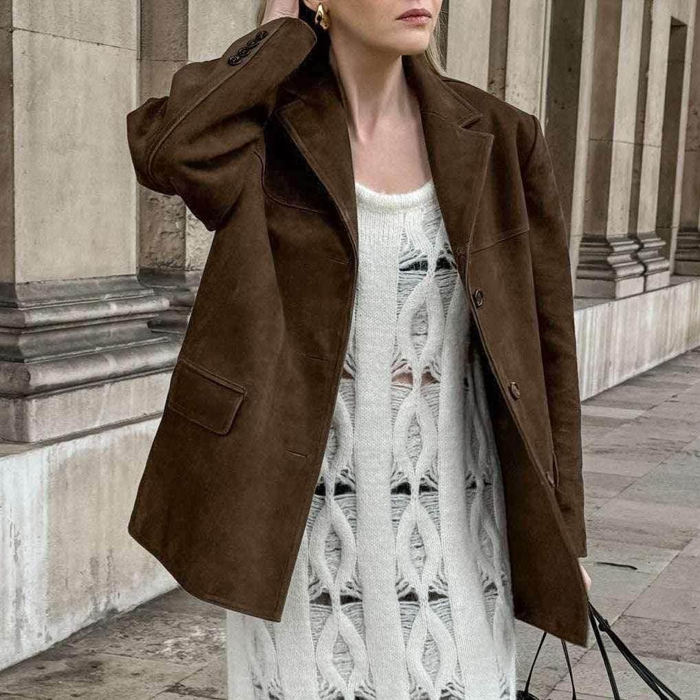 Brushed Velvet Suede Jacket for Women - ZA-Zola