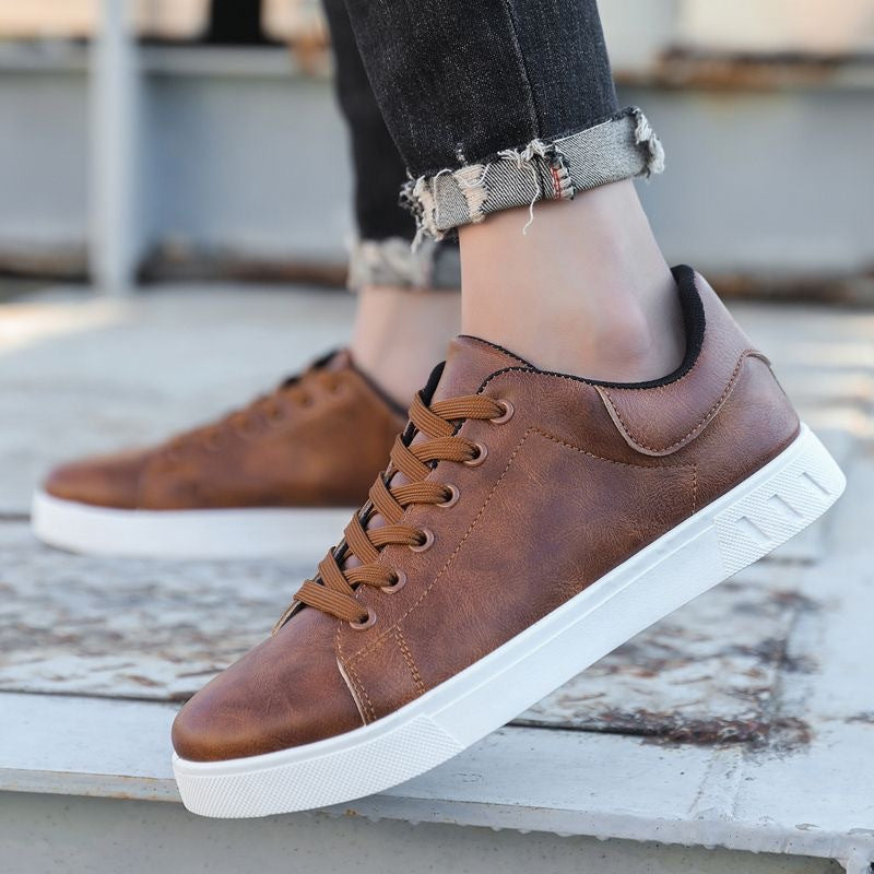Men’s Fashion Lace-Up Casual Shoes PU Leather Comfortable Sneakers