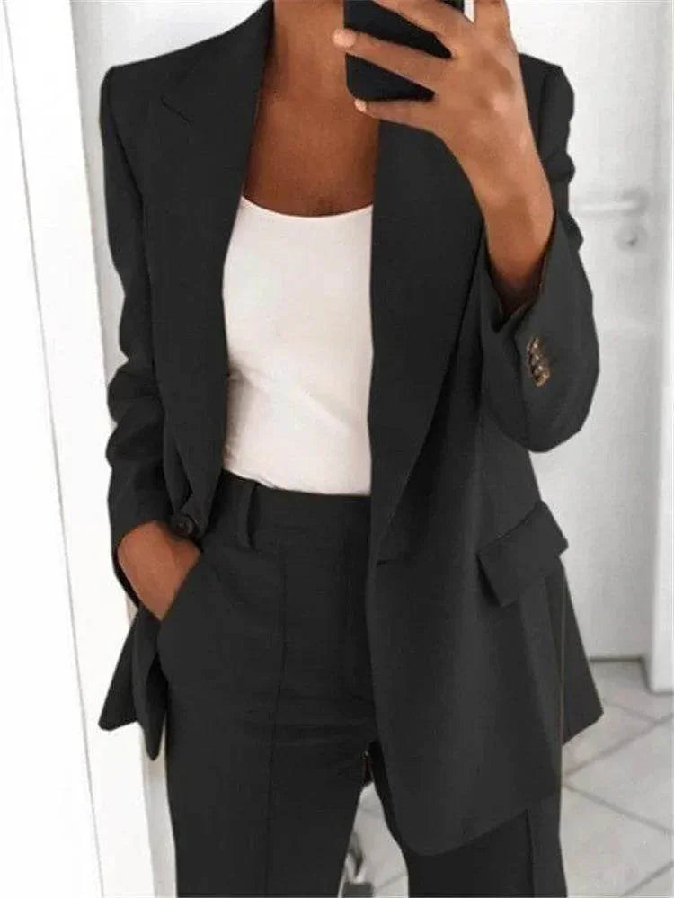 Slim Blazer & Pocket Trousers Set for Women - ZA-Zola