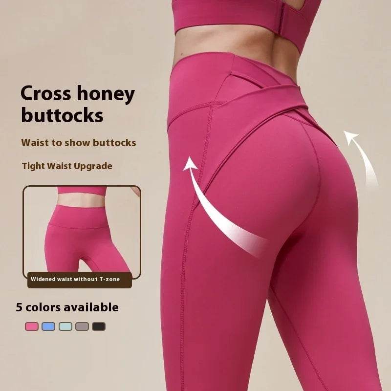 Cross Hip Lifting High Waist Yoga Pants – Waist-Slimming Design - ZA-Zola
