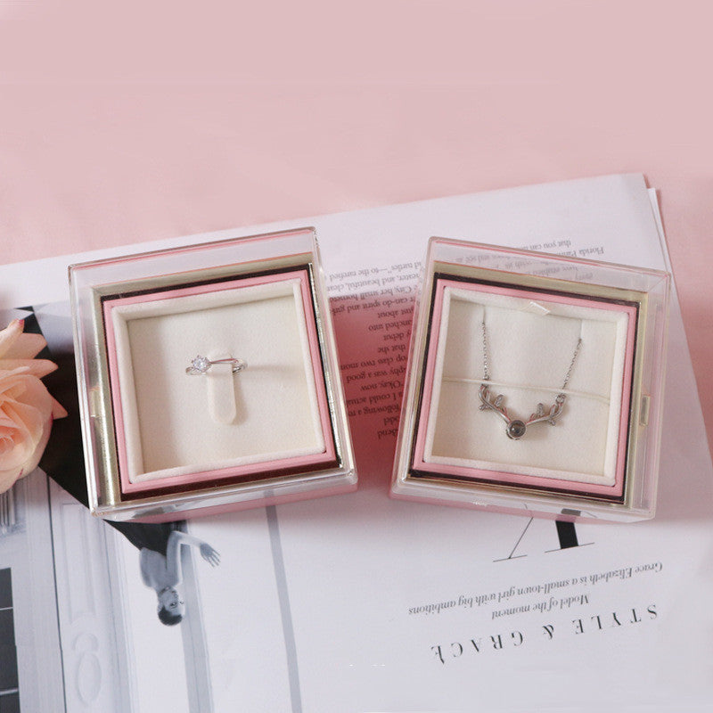 Fashion Acrylic Rotating Rose Jewelry Box | Elegant Gift Box