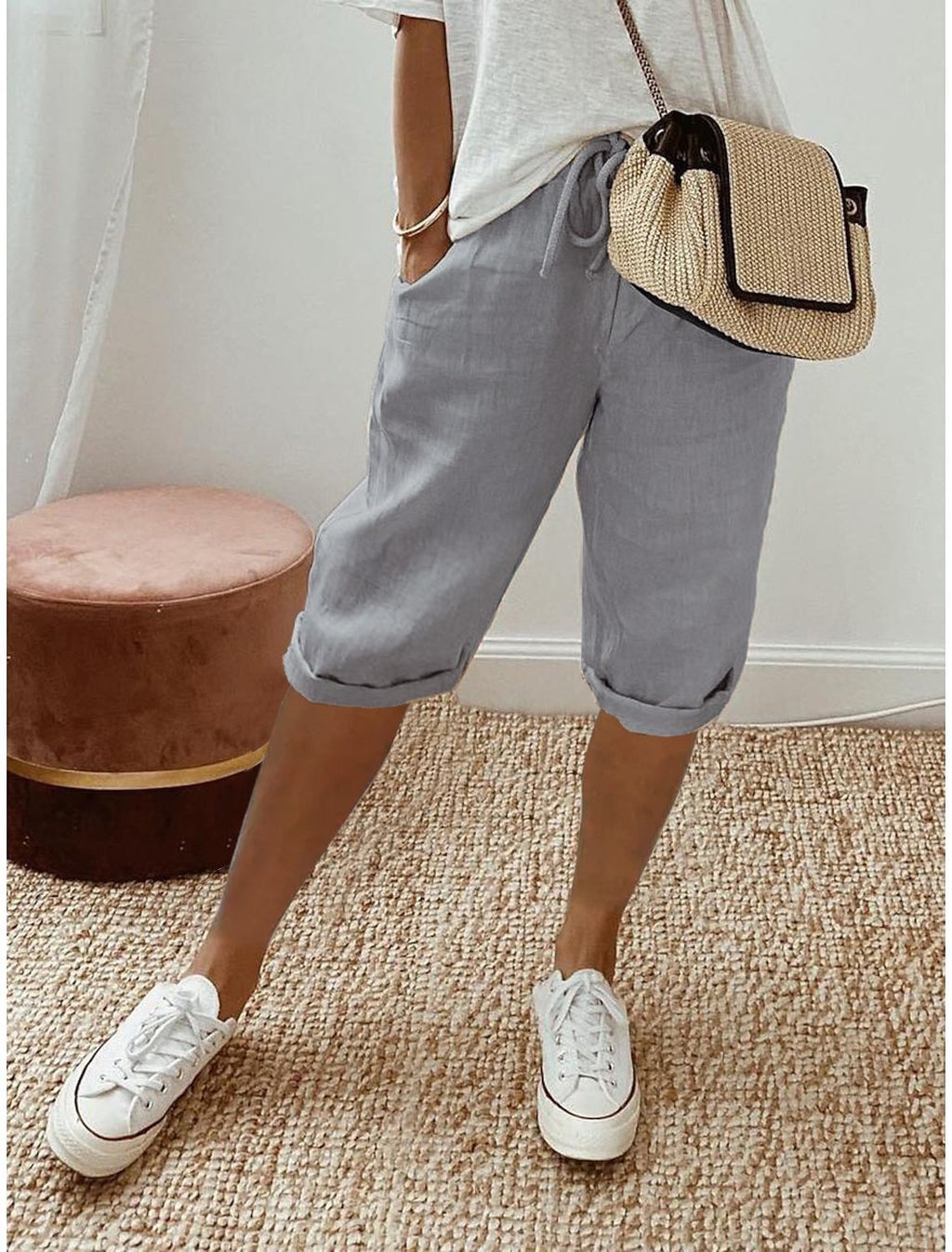 Cotton Linen Casual Slacks Outfit Ideas Women