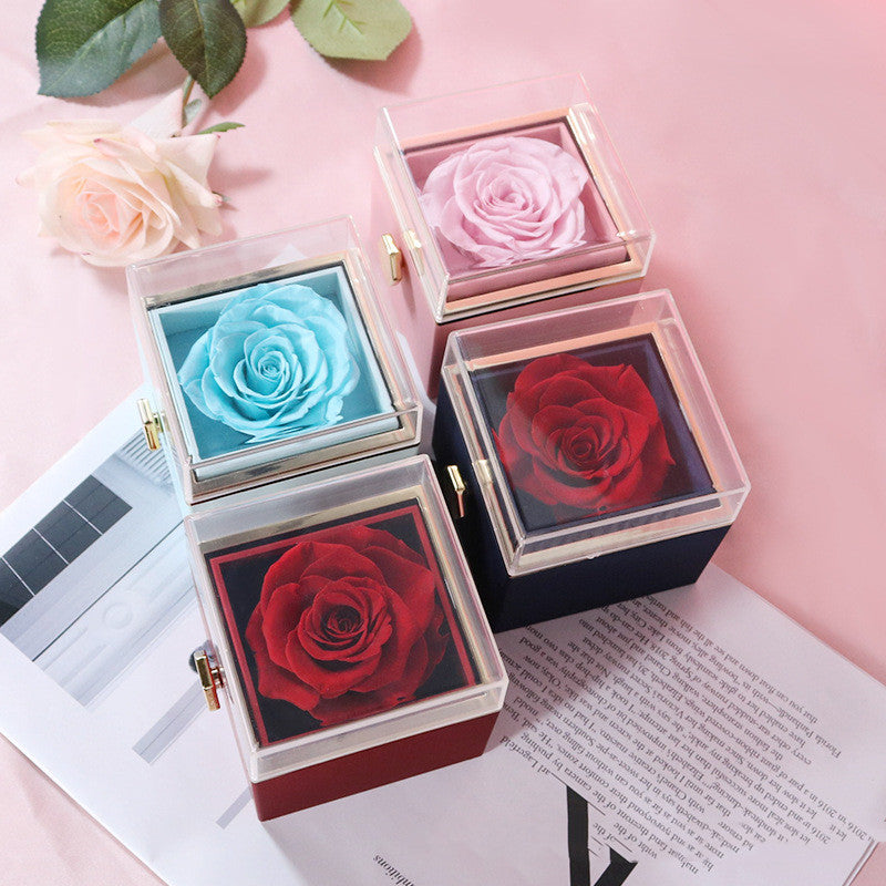 Fashion Acrylic Rotating Rose Jewelry Box | Elegant Gift Box