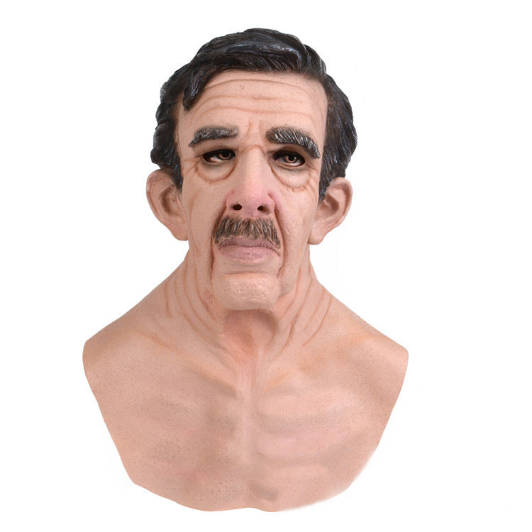 Bust of a man with a mustache on a white background