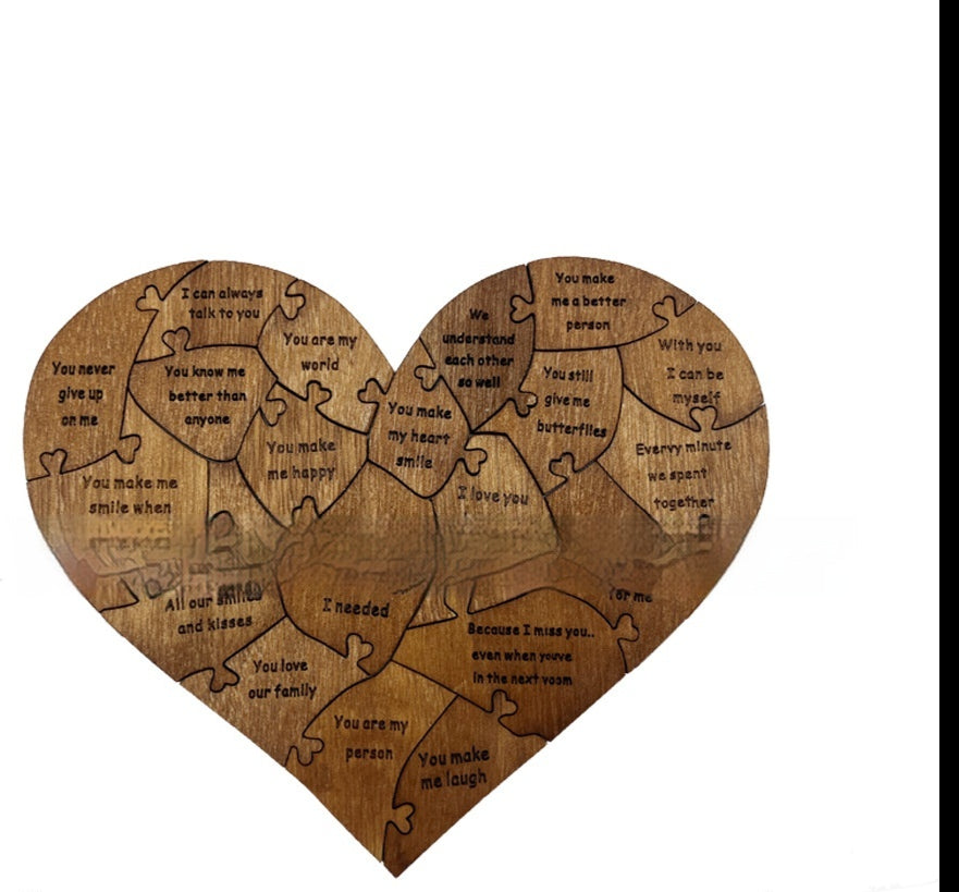 Reasons Why I Love You Puzzle | Wooden Heart Romantic Gift
