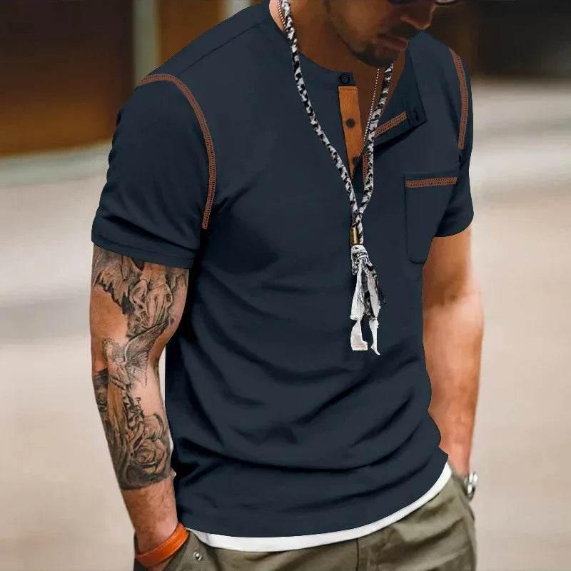 Men's Color Block Short Sleeve – Stylish & Comfortable! - ZA-Zola