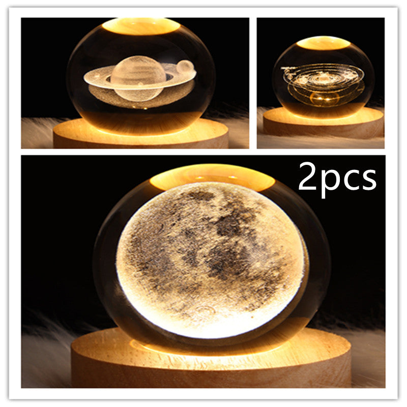 LED Galaxy Crystal Ball Night Light 3D Planet Moon Lamp | ZA-Zola