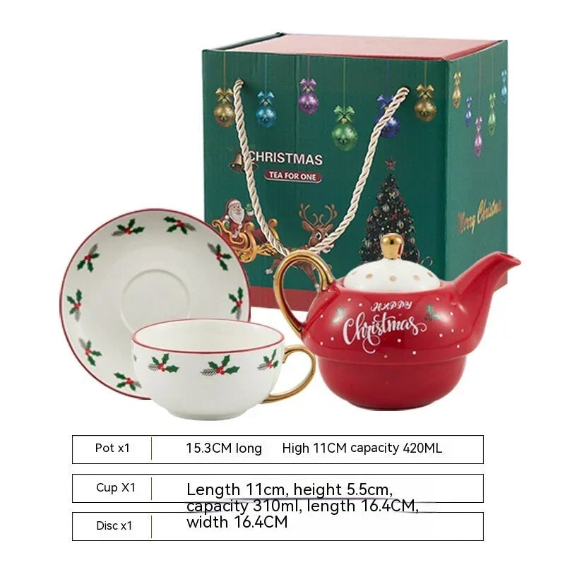 Christmas Ceramic Cup Set – Festive Porcelain Mug with Saucer & Spoon - ZA-Zola