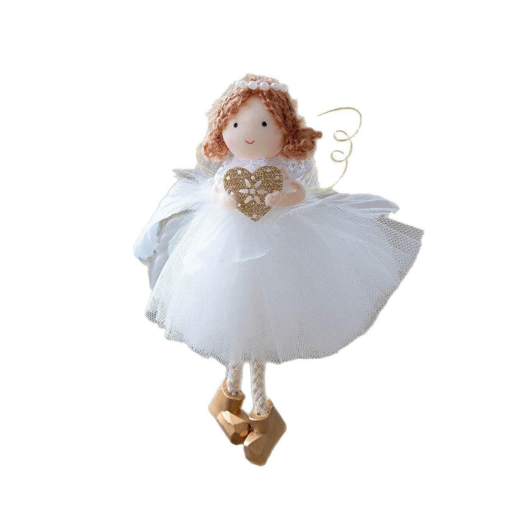 Christmas Angel Girl Pendant White Tulle Skirt & Golden Wings - ZA-Zola