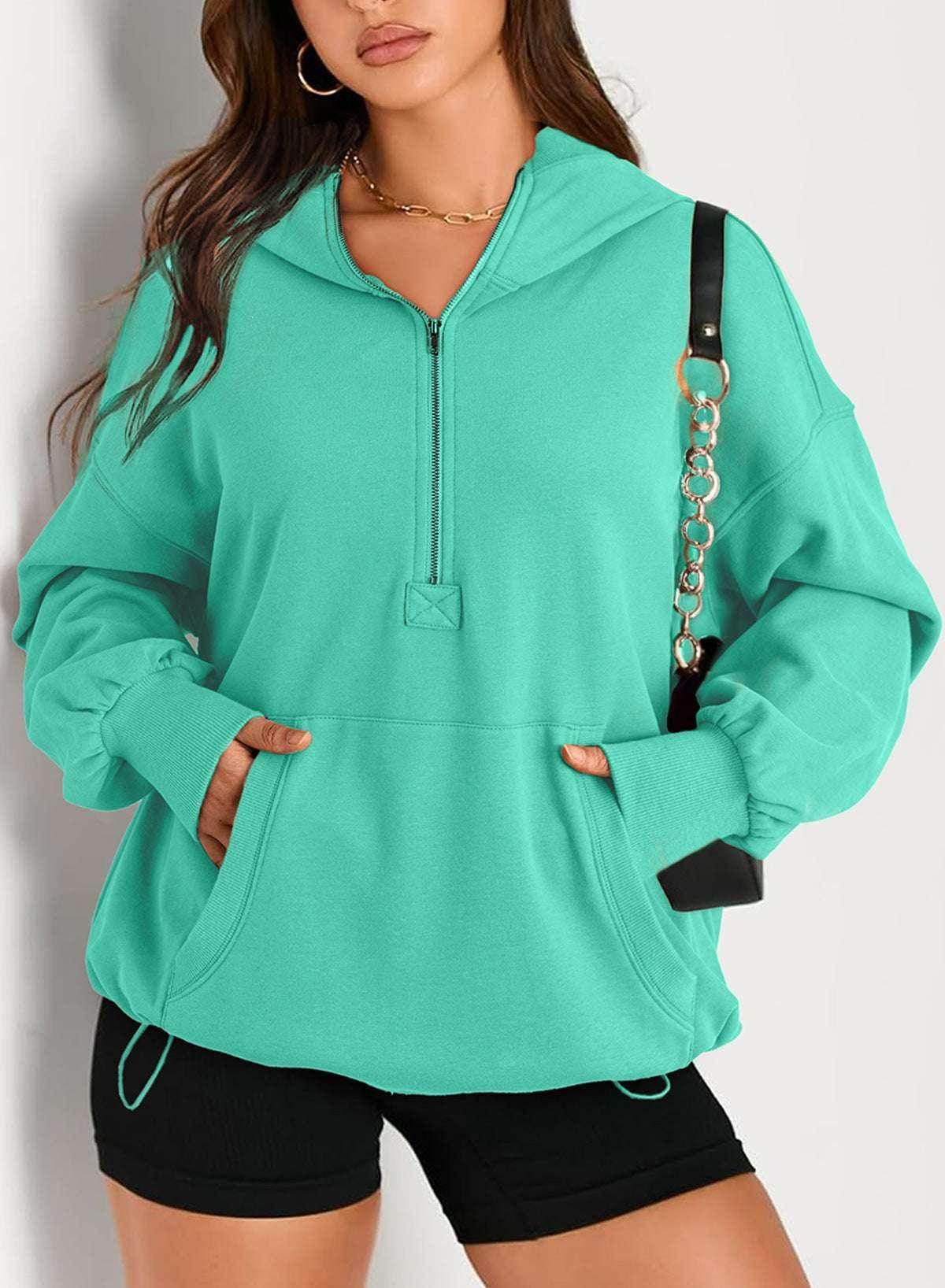 Solid Zip Hoodie – Women's Casual Layer - ZA-Zola