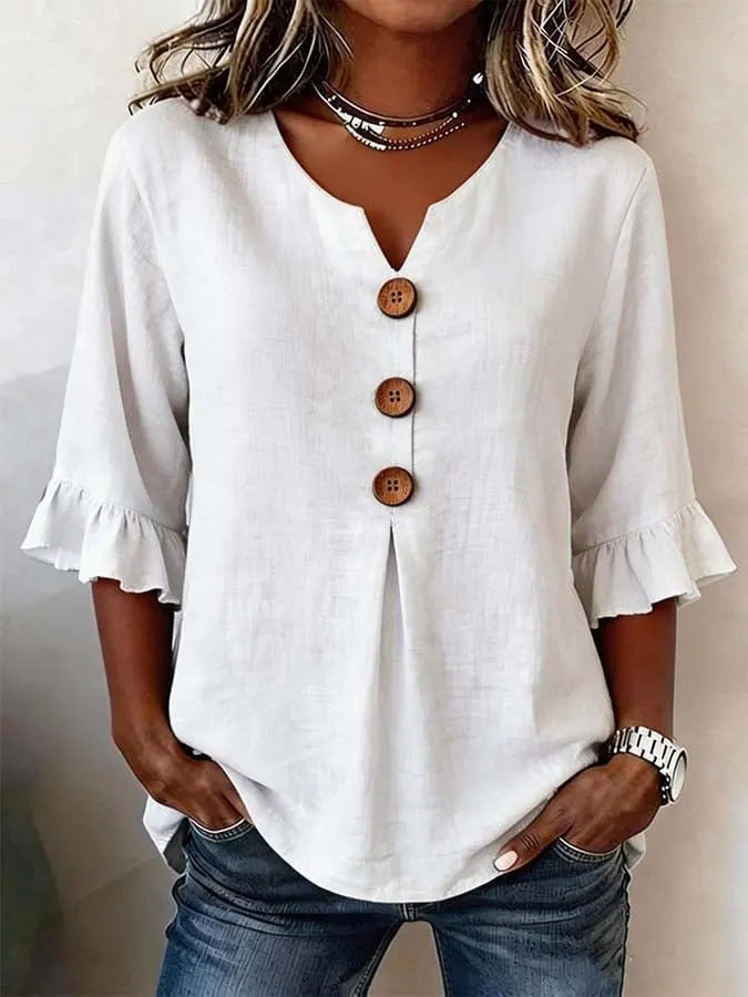 Ruffled V-Neck Summer Top | Women’s Casual Wear