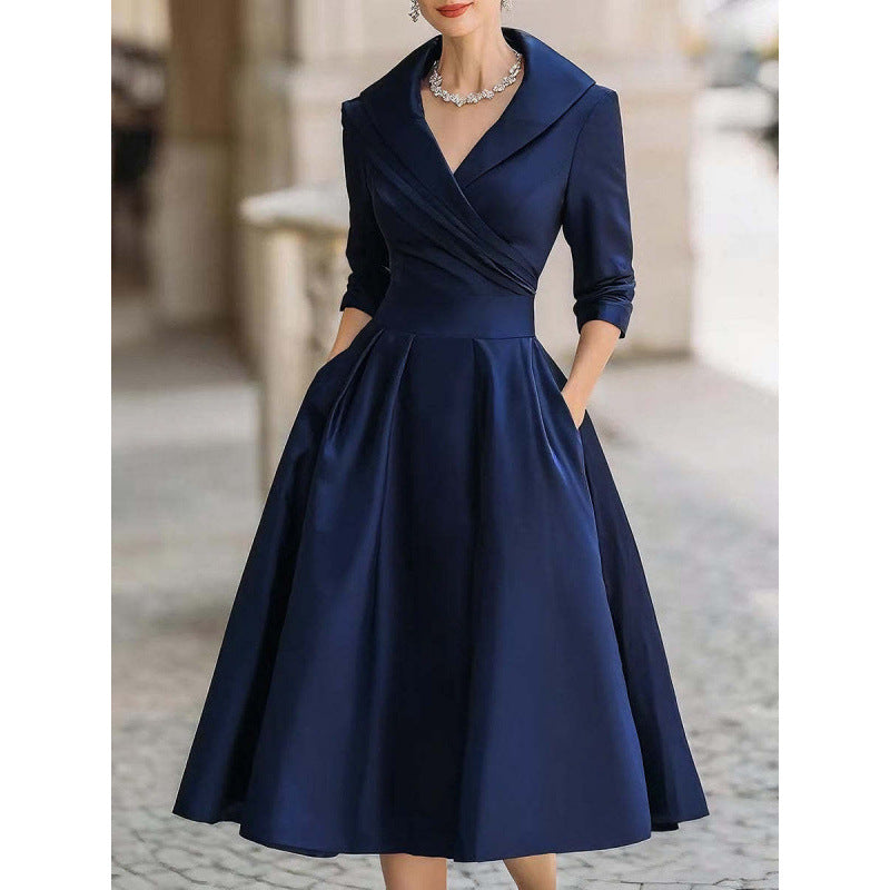 Elegant High Waist Long Sleeve Formal Maxi Dress for Women