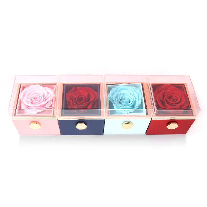 Fashion Acrylic Rotating Rose Jewelry Box | Elegant Gift Box
