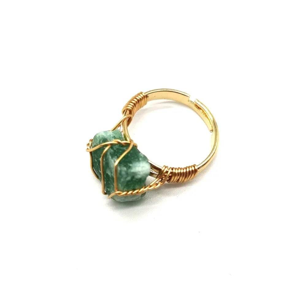 Adjustable Rough Stone Agate Ring – Handmade Style - ZA-Zola