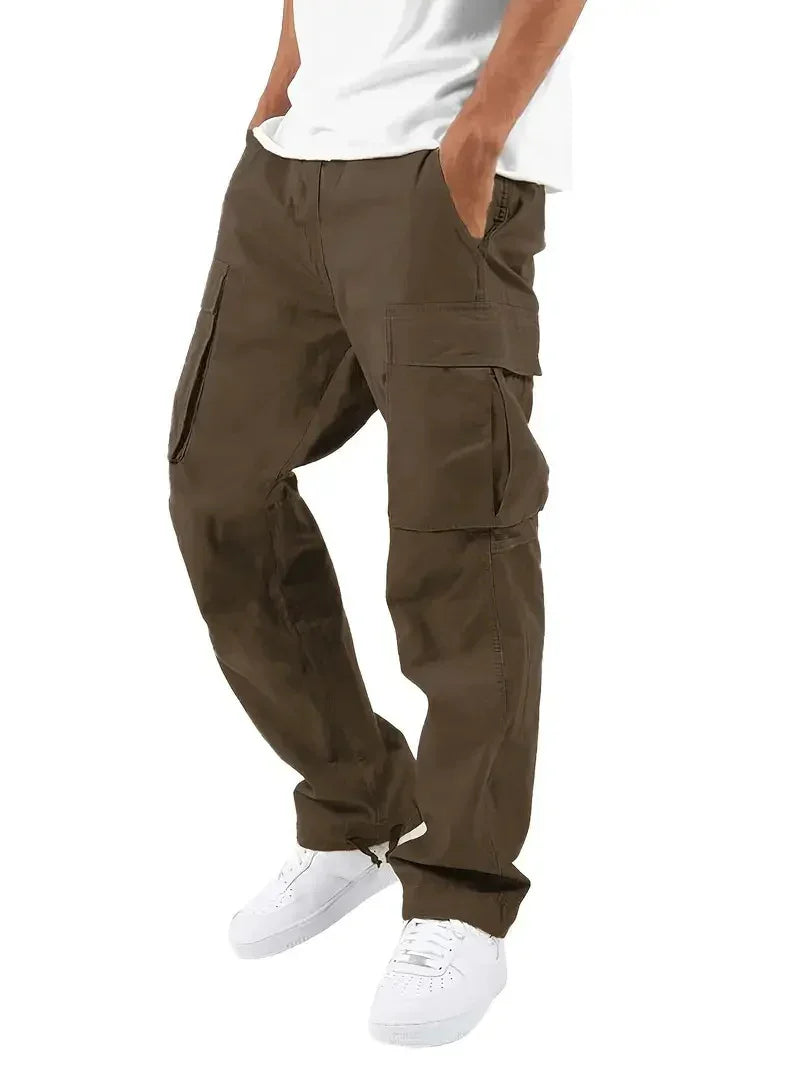 Men’s Trade Drawstring Multi-Pocket Casual Trousers – Loose Workwear Pants
