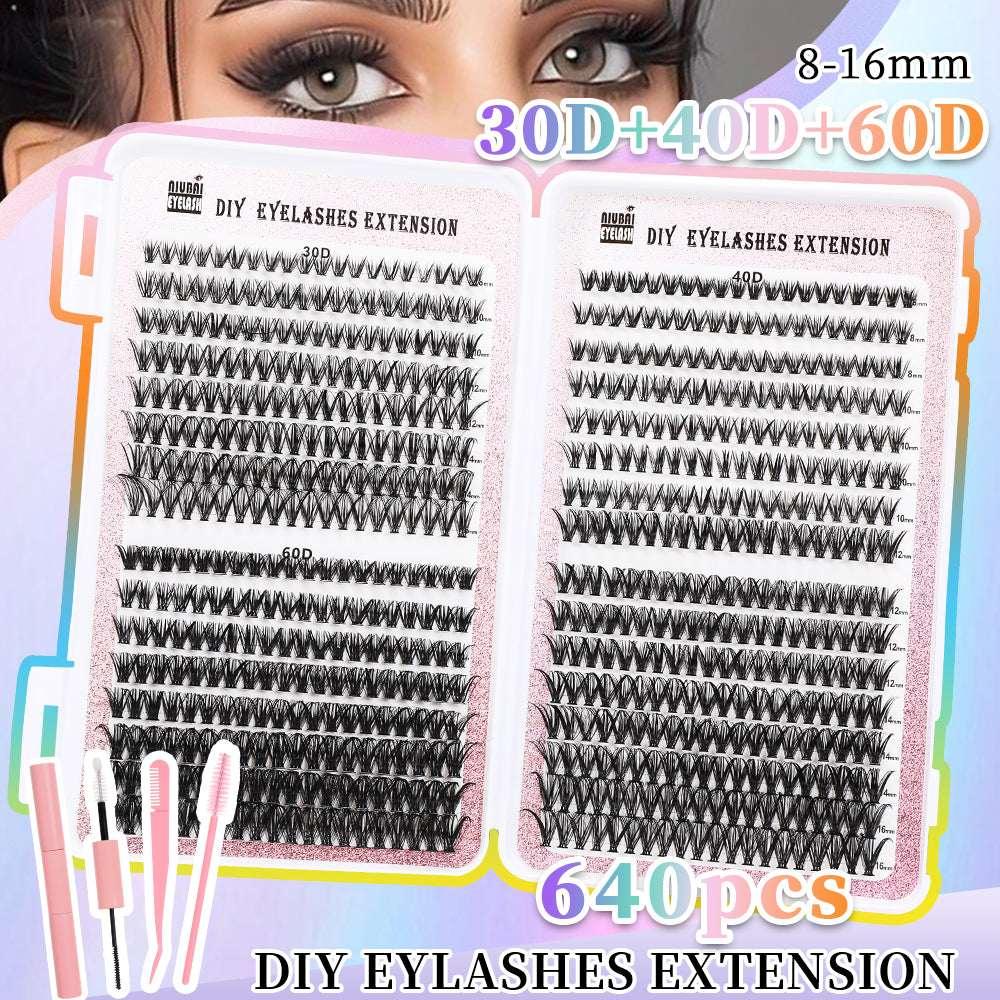 Cluster Eyelashes Set – 32 Rows, 640 Segmented Lashes - ZA-Zola