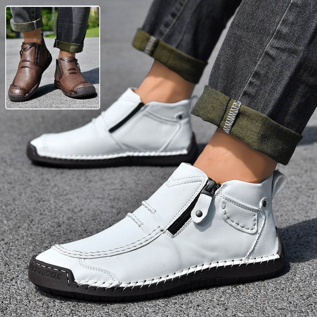 Men’s Flats Ankle Boots | Casual Side Zipper Fashion Shoes - ZA-Zola