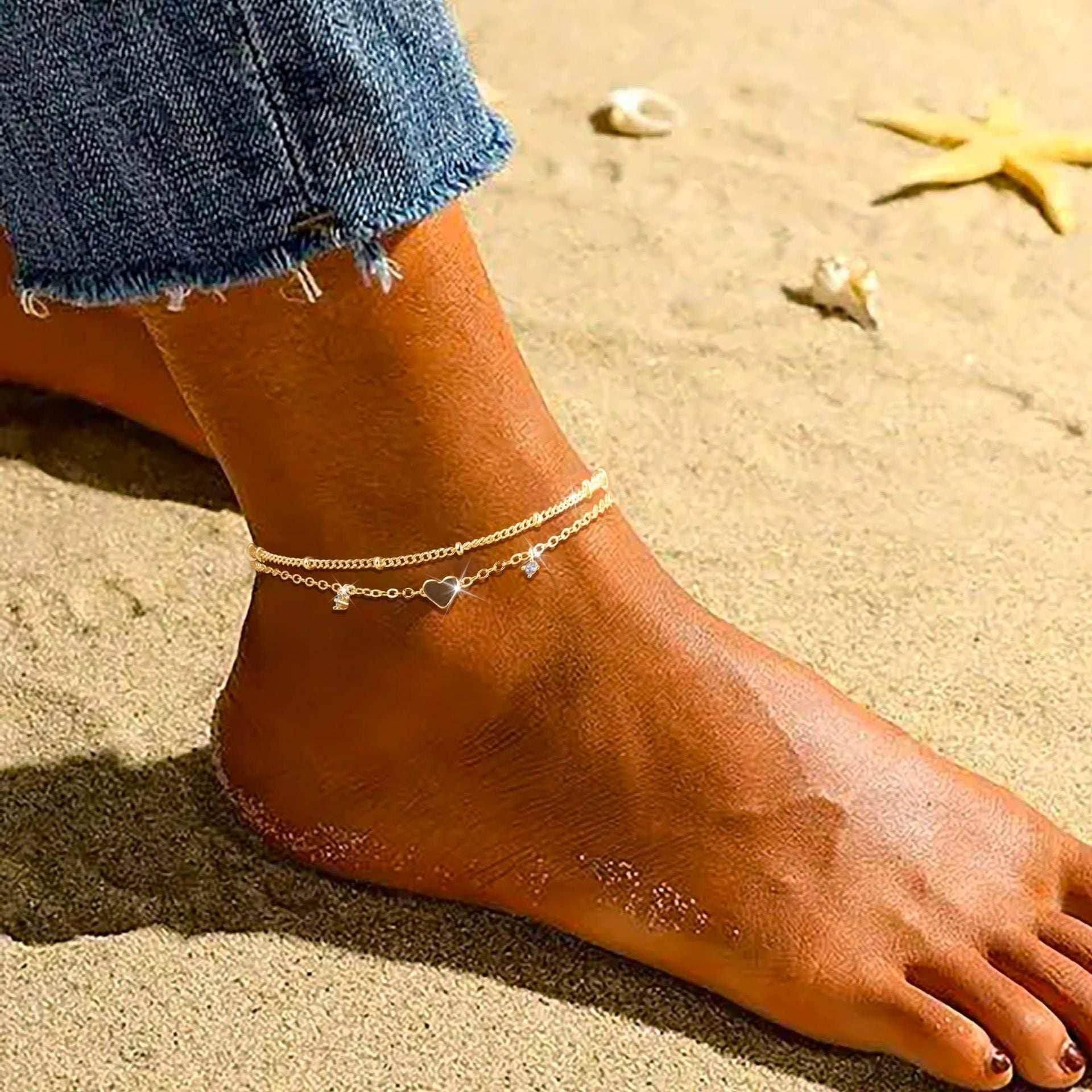 Waterproof Heart Zircon Anklet for Women – Trendy - ZA-Zola