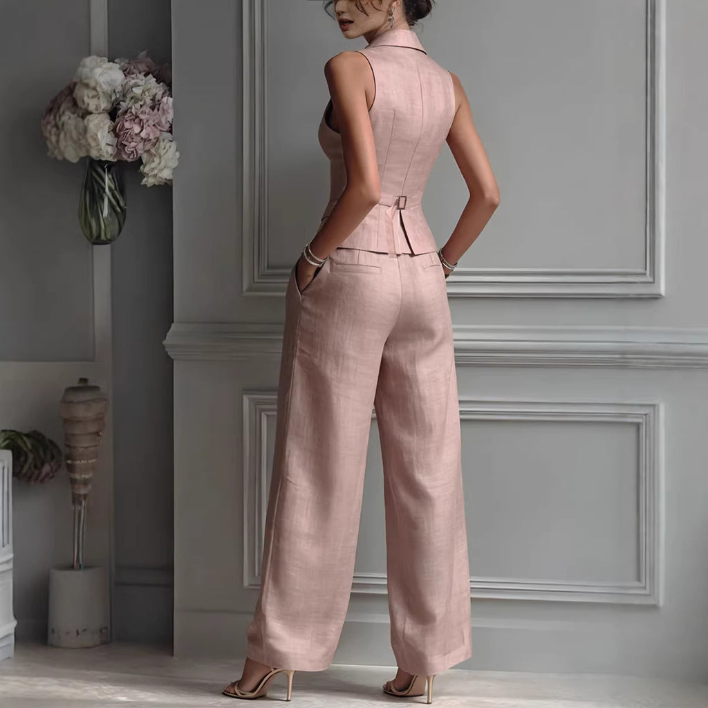 Single Breasted Vest Casual Pants Set | Summer