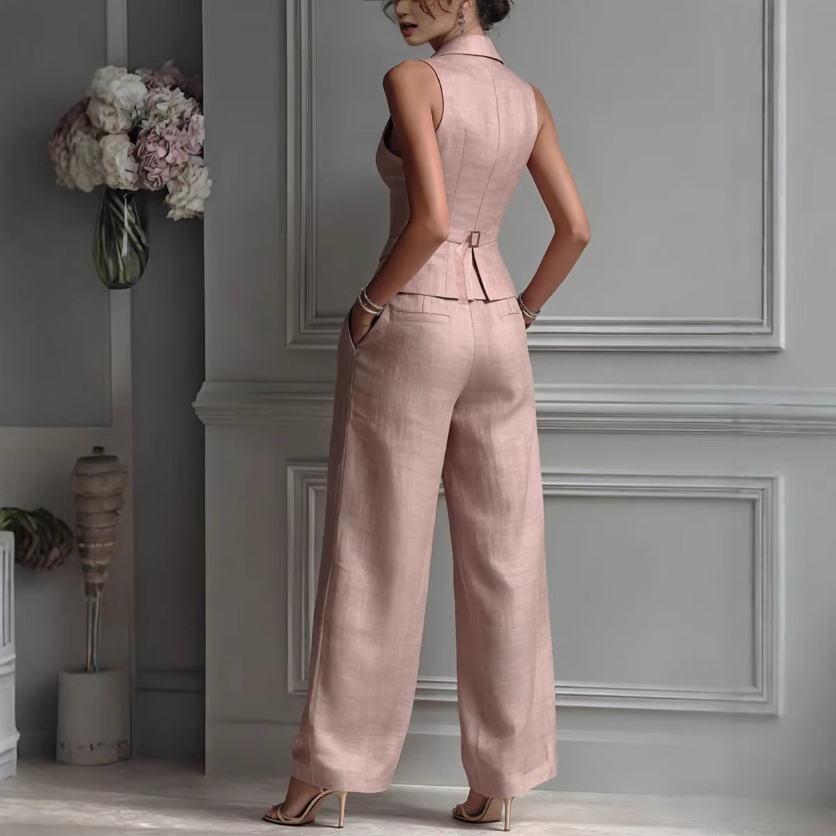 Single Breasted Vest Casual Pants Set | Summer