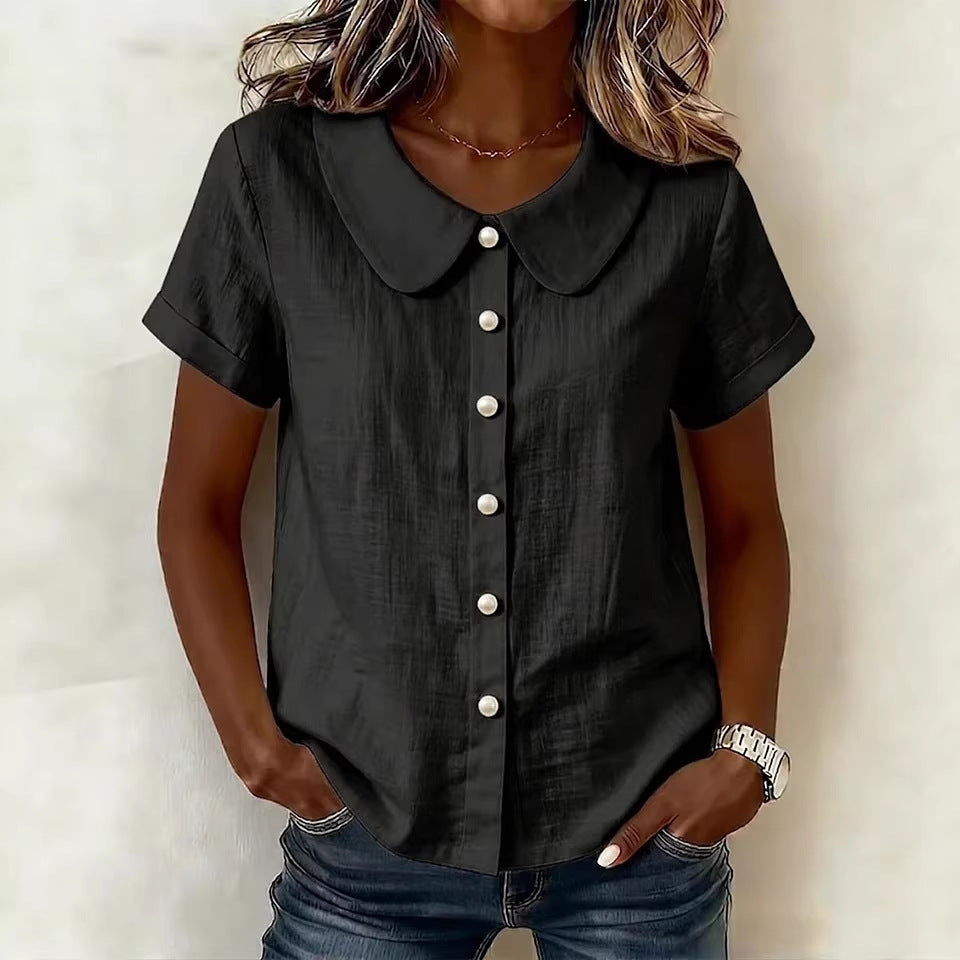 Solid Loose Cotton Linen Shirt | Women Casual