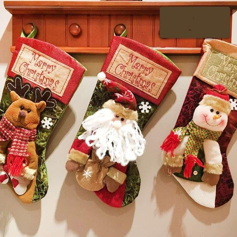 Christmas Stocking Socks Snowman Santa Elk Decor - ZA-Zola