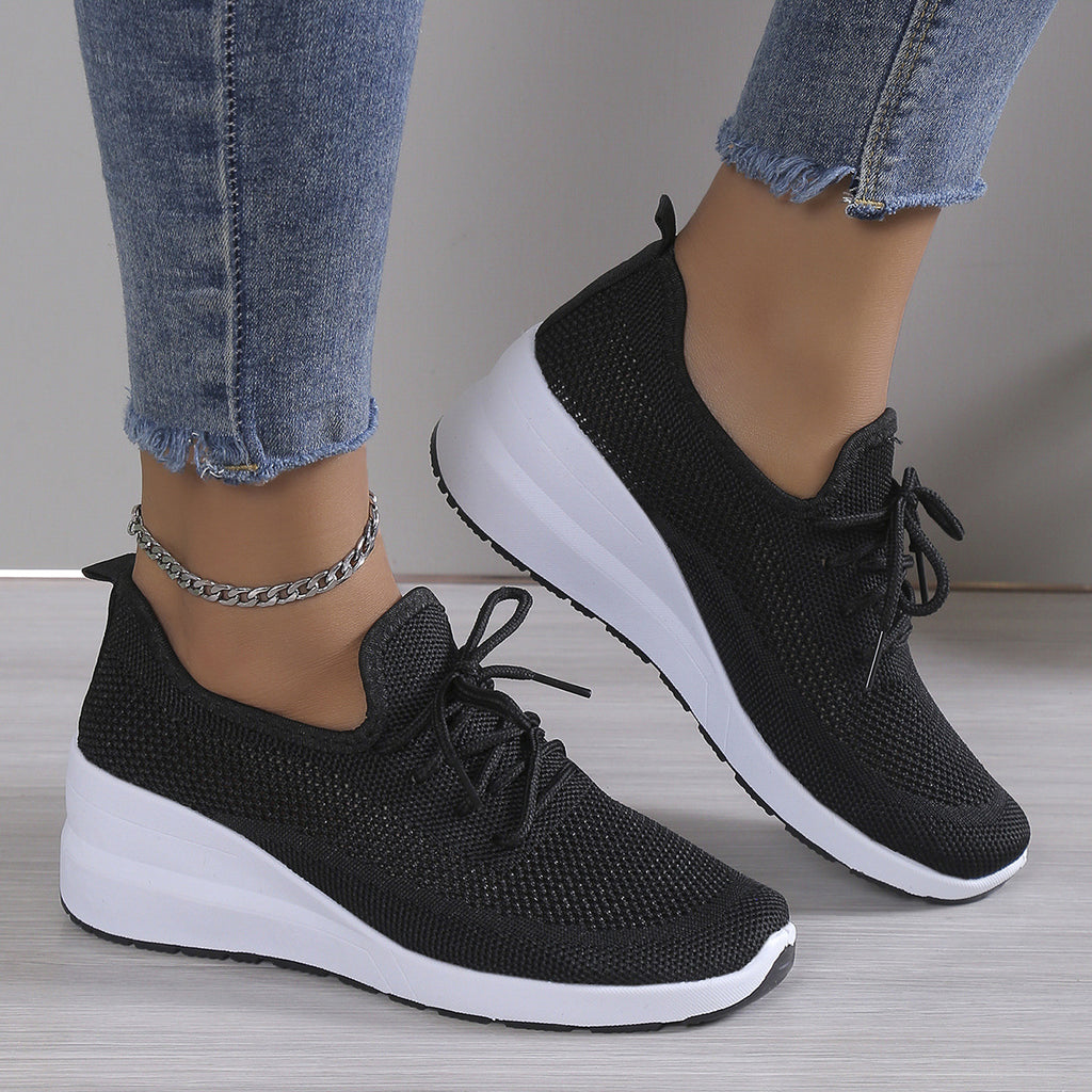 Women’s Casual Mesh Sneakers Wedge Comfort Lace Up Shoes