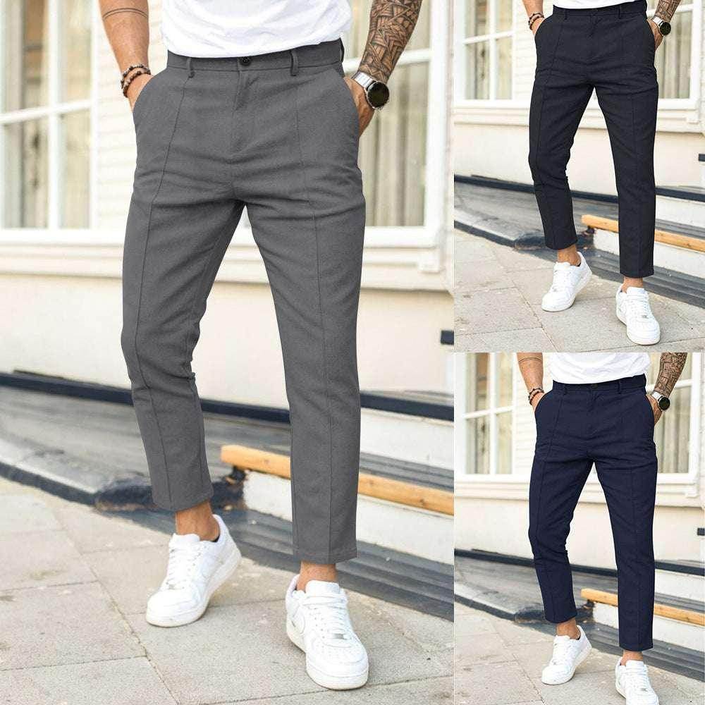 Men's Double Fold Line Casual Suit Pants - ZA-Zola