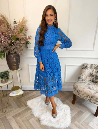 Women’s Fashion Long Patchwork Dress Elegant Solid Color Maxi Dress