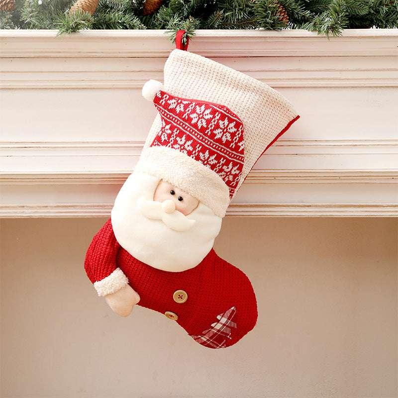 Knitted Christmas Stocking Santa Fireplace Decor - ZA-Zola