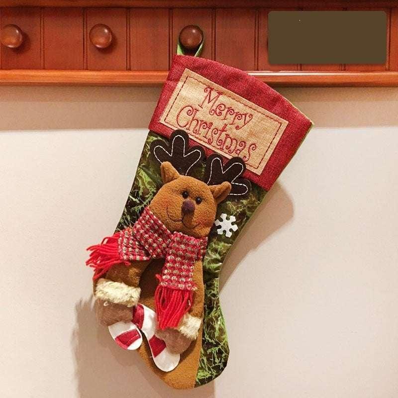 Christmas Stocking Socks Snowman Santa Elk Decor - ZA-Zola