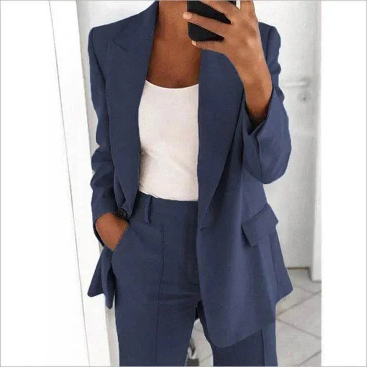 Slim Blazer & Pocket Trousers Set for Women - ZA-Zola
