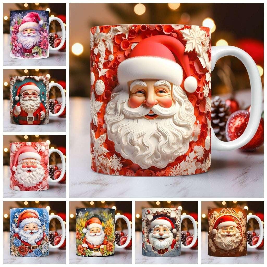 3D Christmas Ceramic Mug – Santa Coffee Cup Gift for Kids & Adults - ZA-Zola