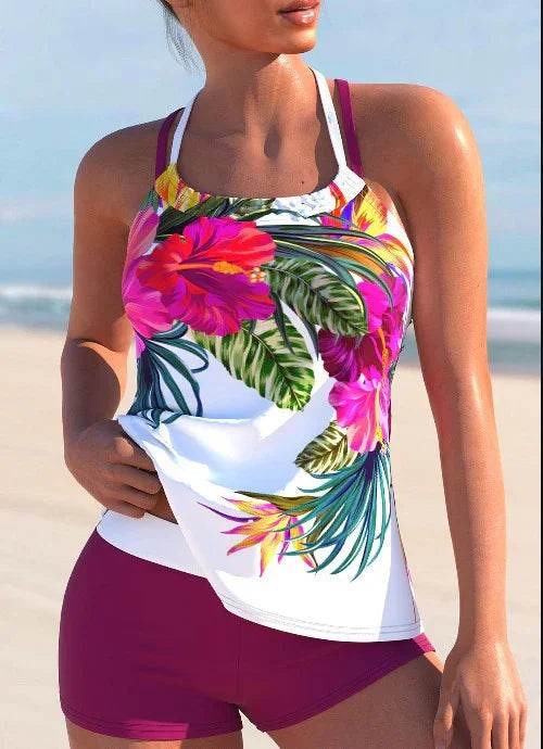 Ladies New Large Flower Split Women's Swimsuit (M–3XL) - ZA-Zola