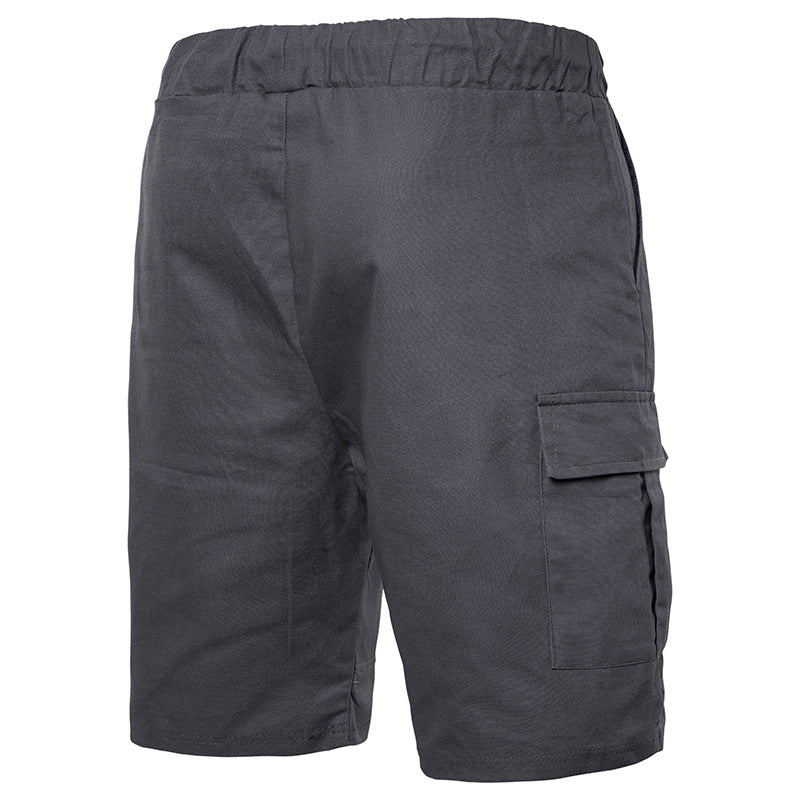Dark gray cargo shorts on a white background