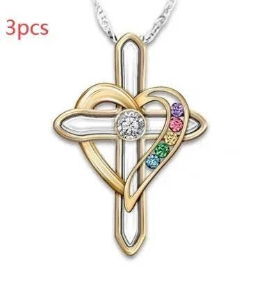 Cross Love Gemstone Pendant Necklace for Men - ZA-Zola