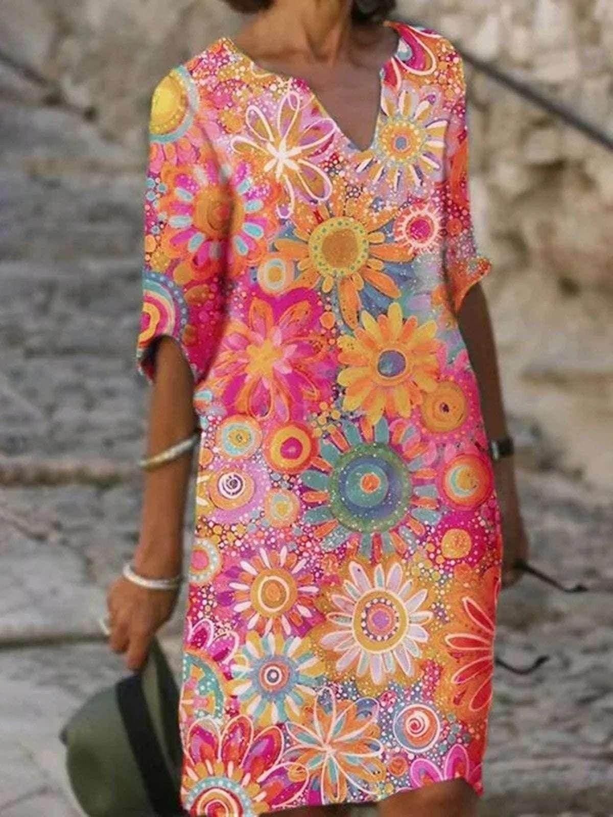 Blue A-Line Printed Hedging Midi Dress - ZA-Zola