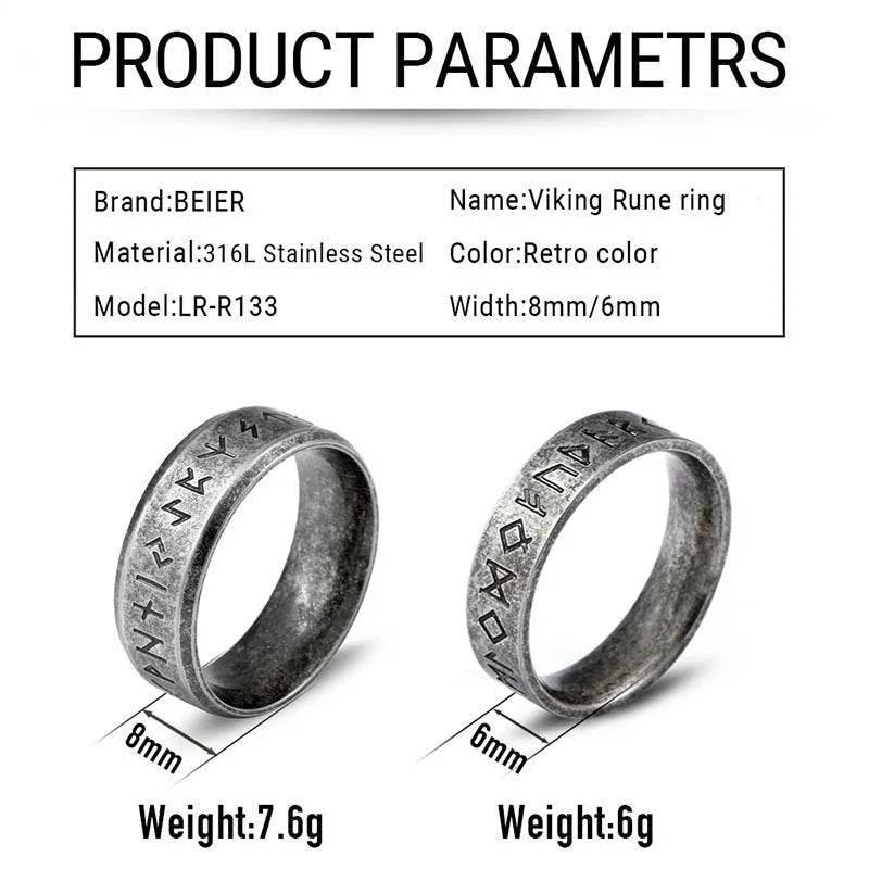 Viking Rune Ring Odin Norse Stainless Steel - ZA-Zola