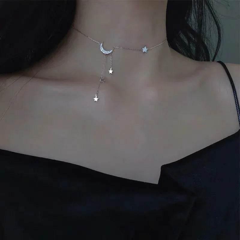 Star and Moon Pendant Clavicle Chain Necklace - ZA-Zola