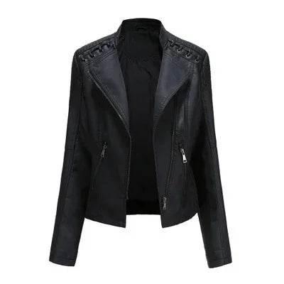 Women’s Slim Fit PU Leather Motorcycle Jacket - ZA-Zola