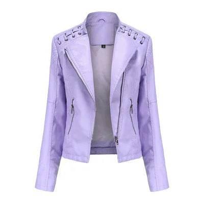Women’s Slim Fit PU Leather Motorcycle Jacket - ZA-Zola