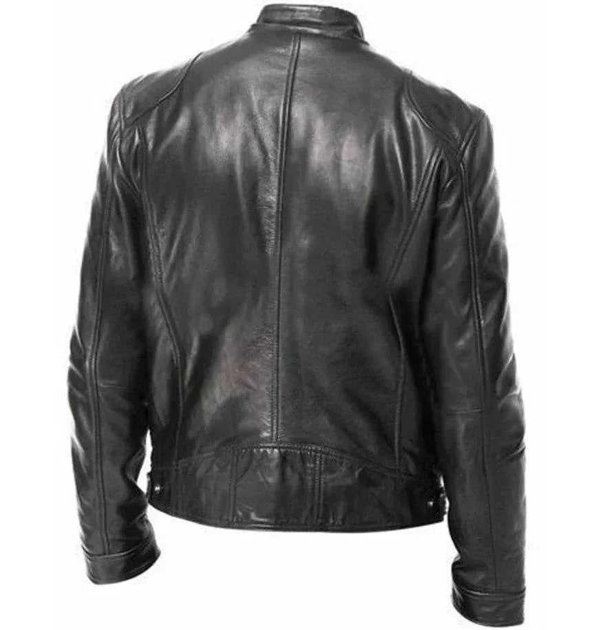 Men's Warm Zipper Cardigan with PU Leather Detail - ZA-Zola