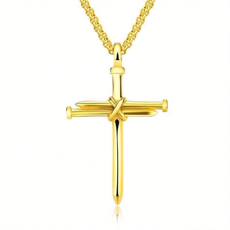 Iron Nail Cross Pendant Necklace for Men - ZA-Zola